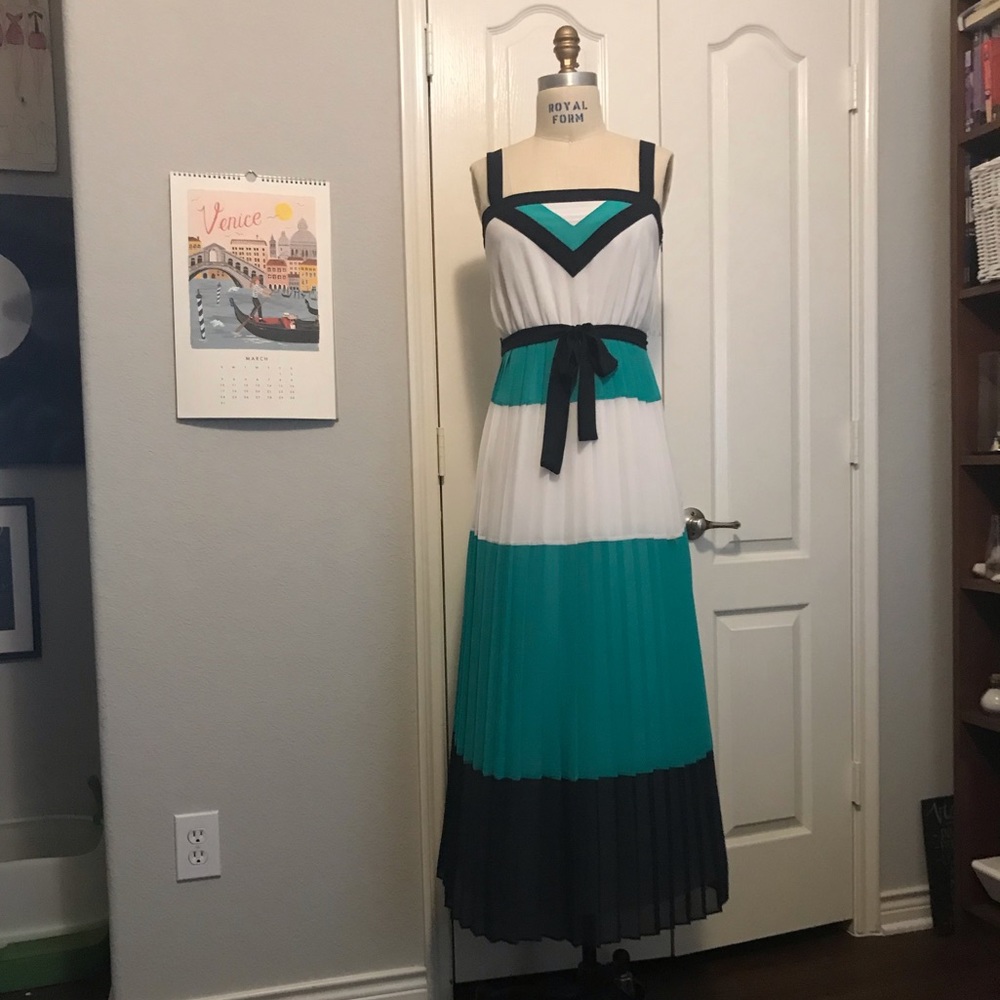 BR colorblock pleated maxi dress -Milly Collection